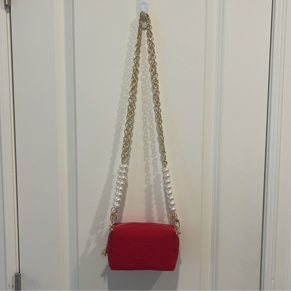 Christian Dior red canvas cosmetics bag to shoulder bag - Picture 4 of 16